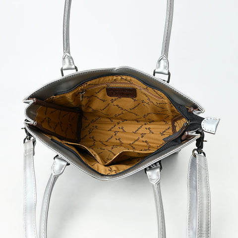 American Darling Handcrafted Western Leather Tote Bag with Floral Tooled Detailing