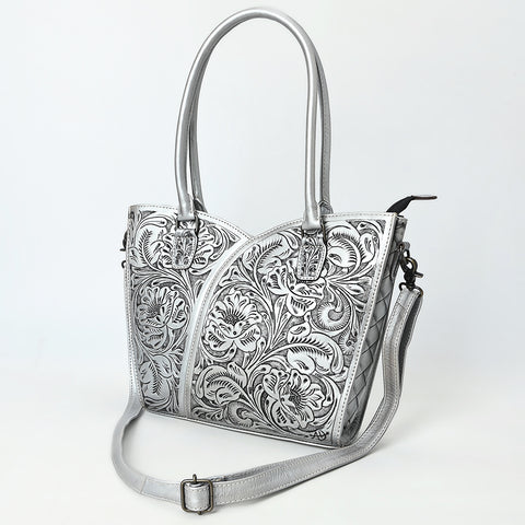 American Darling Handcrafted Western Leather Tote Bag with Floral Tooled Detailing