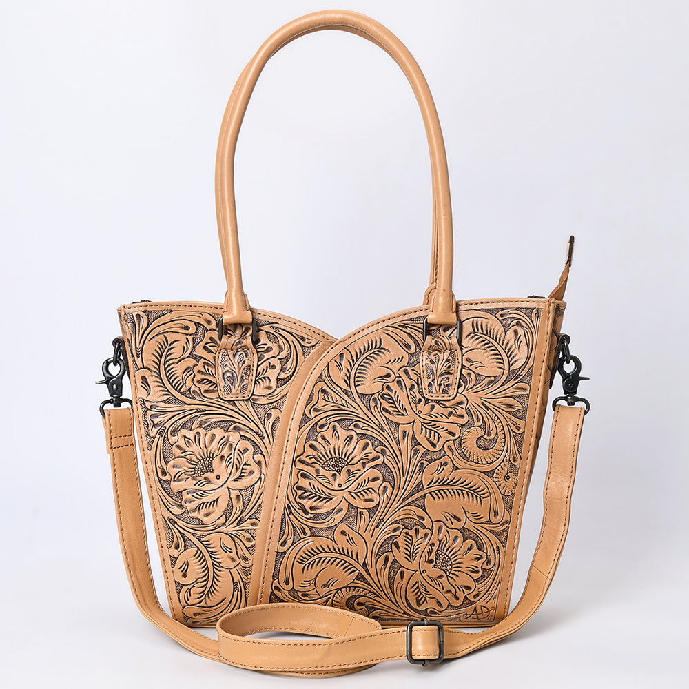 ADBG1473 Hand-Tooled Leather Tote Bag - Western Floral Dual Carry by American Darling