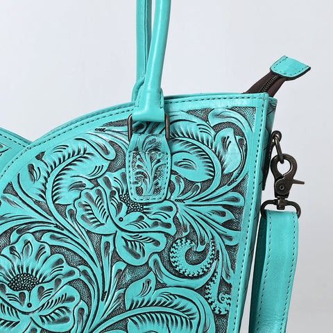 American Darling Handcrafted Western Leather Tote Bag with Floral Tooled Detailing
