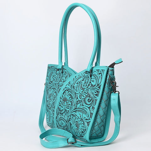 American Darling Handcrafted Western Leather Tote Bag with Floral Tooled Detailing