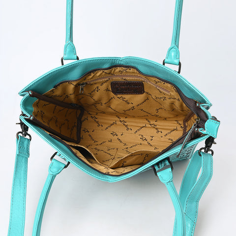 American Darling Handcrafted Western Leather Tote Bag with Floral Tooled Detailing