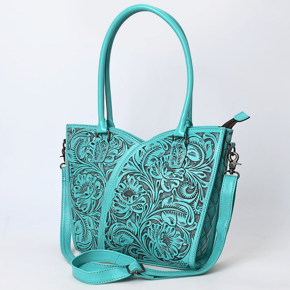 ADBG1473 Hand-Tooled Leather Tote Bag - Western Floral Dual Carry by American Darling