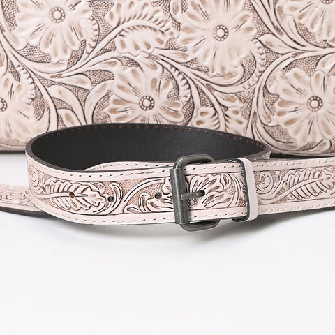 American Darling Western Hand-Tooled Genuine Leather Clutch Bag with Floral Carving
