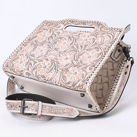 American Darling Western Hand-Tooled Genuine Leather Clutch Bag with Floral Carving