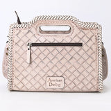 ADBG1474 Hand-Tooled Leather Western Crossbody Bag with Floral Design & Braided Edges