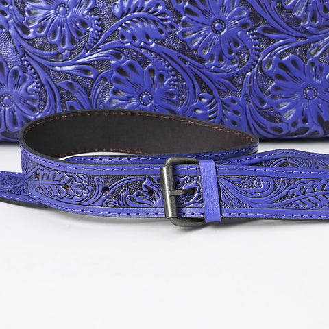 American Darling Western Hand-Tooled Genuine Leather Clutch Bag with Floral Carving