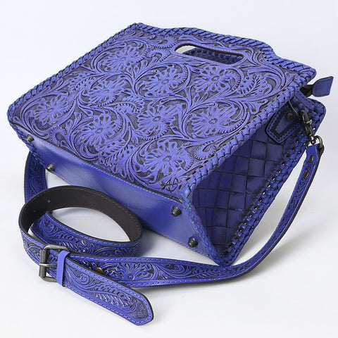 American Darling Western Hand-Tooled Genuine Leather Clutch Bag with Floral Carving