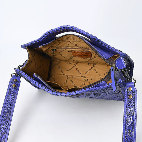 American Darling Western Hand-Tooled Genuine Leather Clutch Bag with Floral Carving
