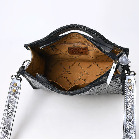 American Darling Western Hand-Tooled Genuine Leather Clutch Bag with Floral Carving