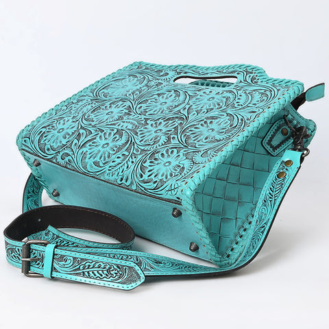 American Darling Western Hand-Tooled Genuine Leather Clutch Bag with Floral Carving