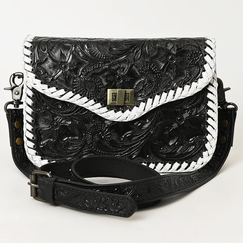 American Darling Western Genuine Leather Small Cross Body Bag with Hand-Tooled Floral Design