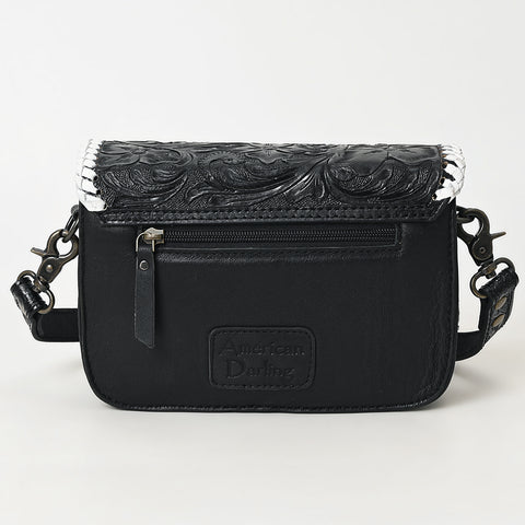 American Darling Western Genuine Leather Small Cross Body Bag with Hand-Tooled Floral Design