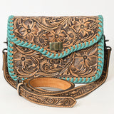 ADBG1475 Tooled Leather Crossbody Bag with Whipstitch Trim