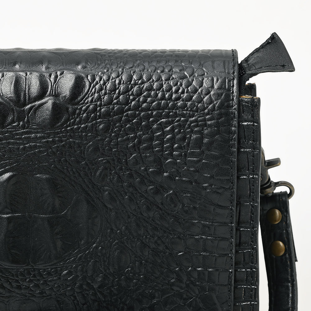 American Darling Western Crossbody Bag Crocodile Embossed Genuine Leather