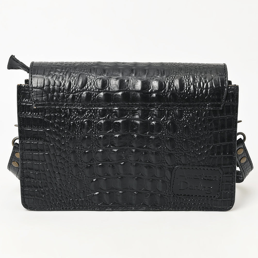 American Darling Western Crossbody Bag Crocodile Embossed Genuine Leather