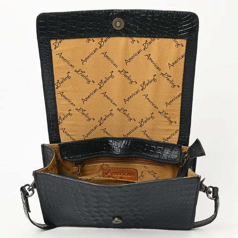American Darling Western Crossbody Bag Crocodile Embossed Genuine Leather