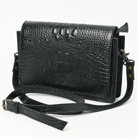 American Darling Western Crossbody Bag Crocodile Embossed Genuine Leather