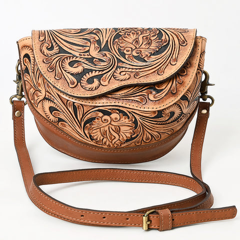 American Darling Hand-Tooled Leather Crossbody Bag Western Floral Carved Purse