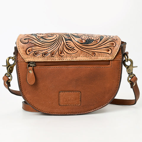 American Darling Hand-Tooled Leather Crossbody Bag Western Floral Carved Purse