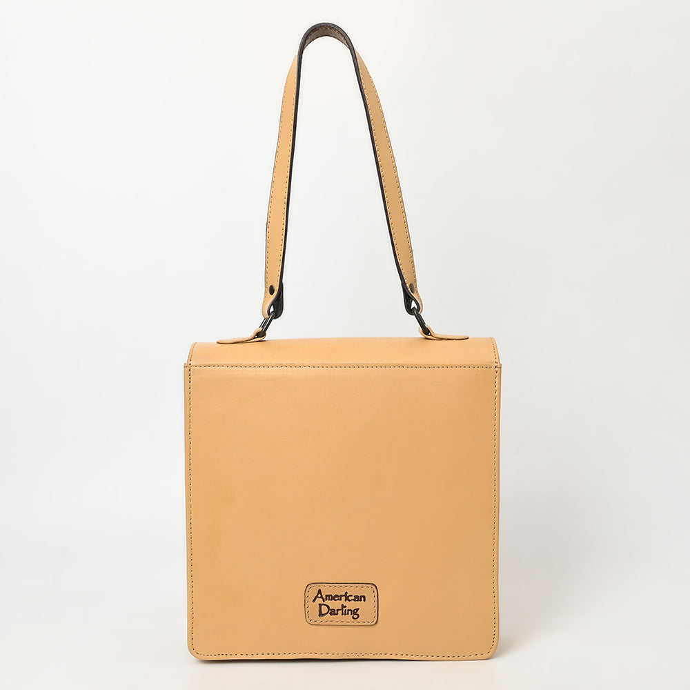 ADBGZ839 Natural Hand-Tooled Leather Briefcase Bag - Western Vintage Organizer