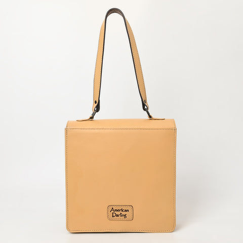 ADBGZ839 Natural Hand-Tooled Leather Shoulder Bag - Western Vintage Organizer