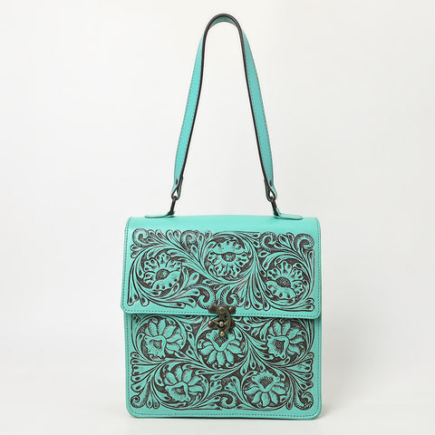 ADBGZ839 Natural Hand-Tooled Leather Shoulder Bag - Western Vintage Organizer
