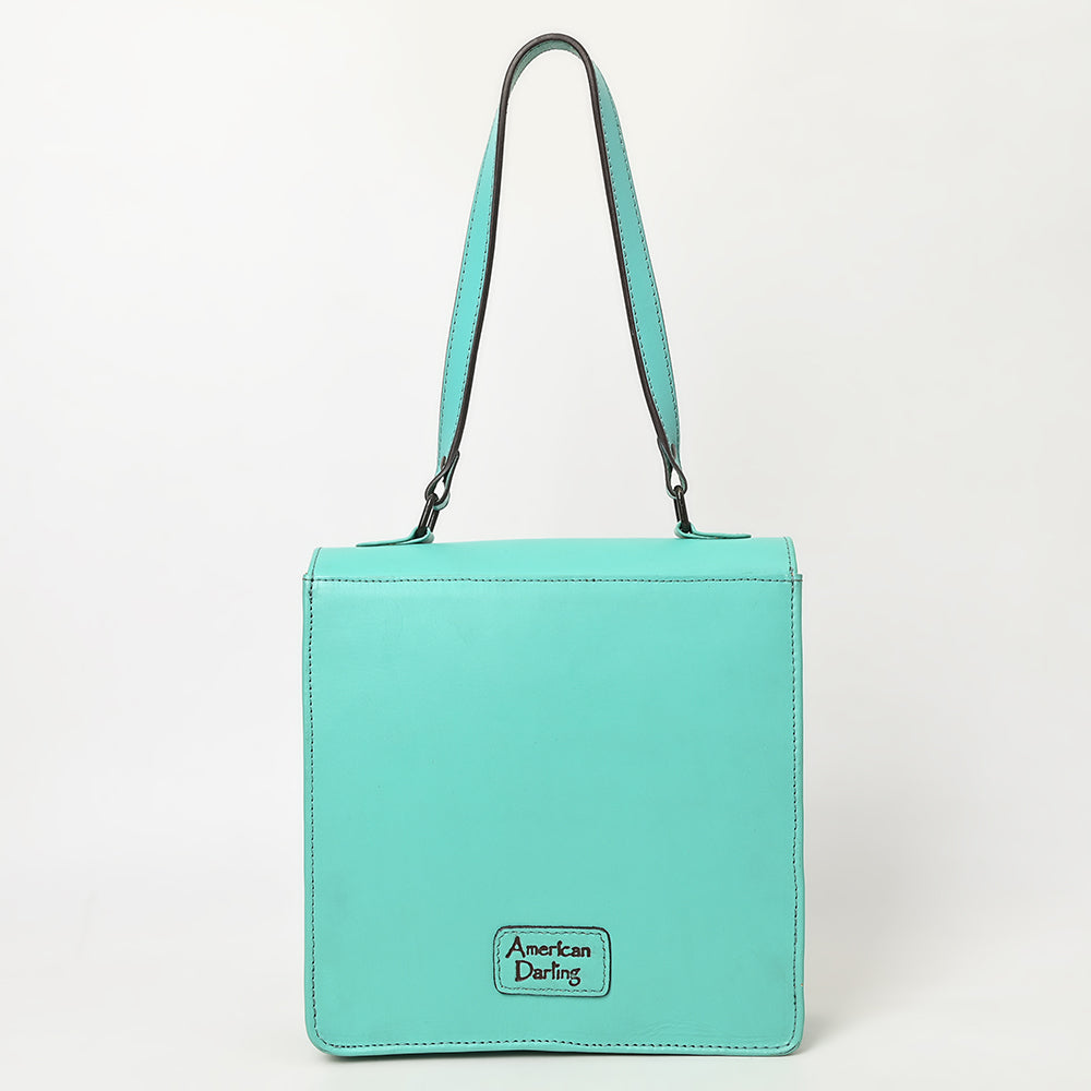 ADBGZ839 Natural Hand-Tooled Leather Briefcase Bag - Western Vintage Organizer