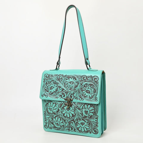 ADBGZ839 Natural Hand-Tooled Leather Shoulder Bag - Western Vintage Organizer