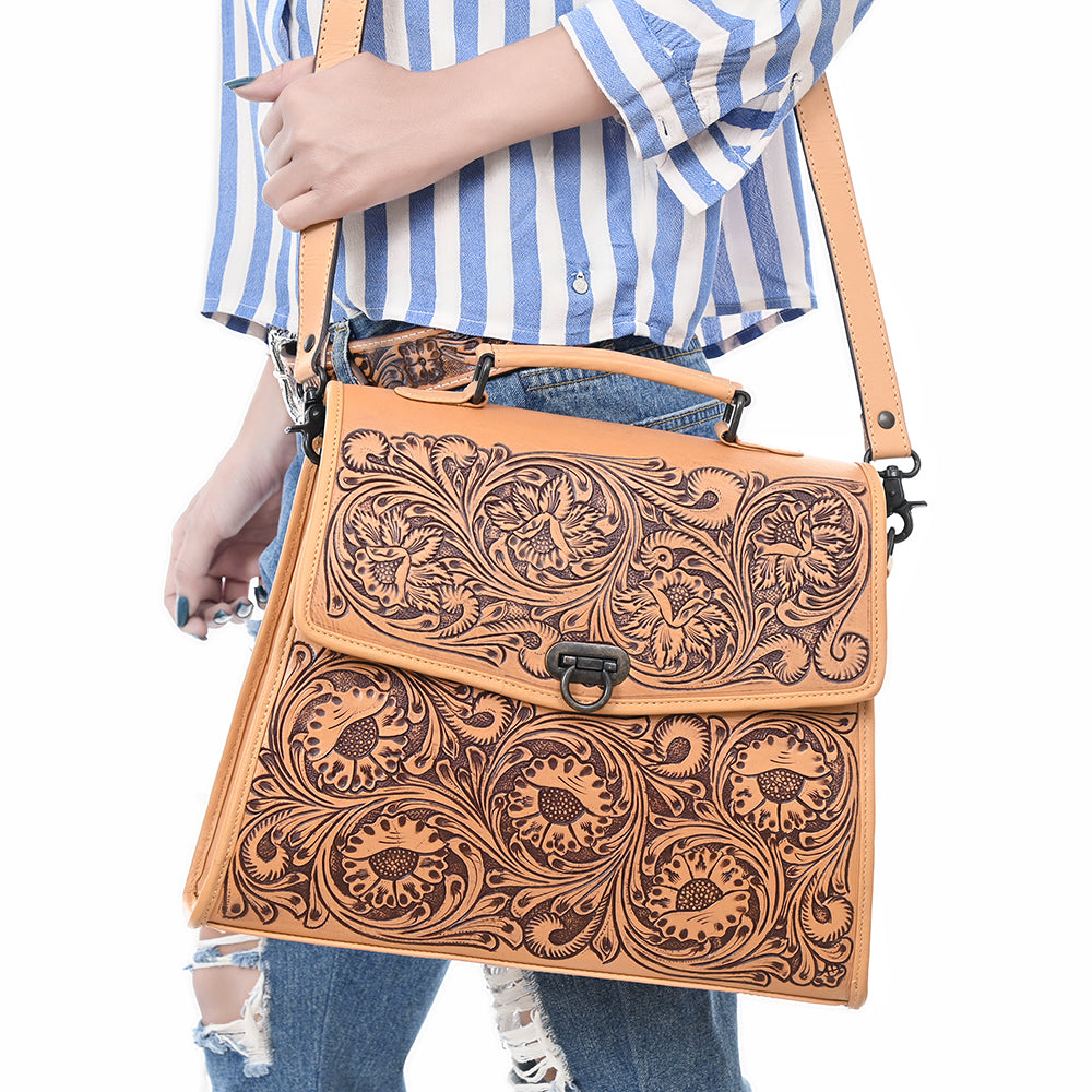 ADBGZ841 Hand-Tooled Genuine Leather Western Tote Bag - American Darling