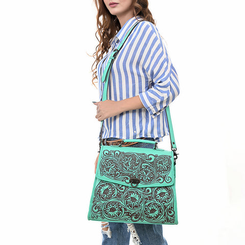 ADBGZ841 Hand-Tooled Genuine Leather Western Tote Bag - American Darling