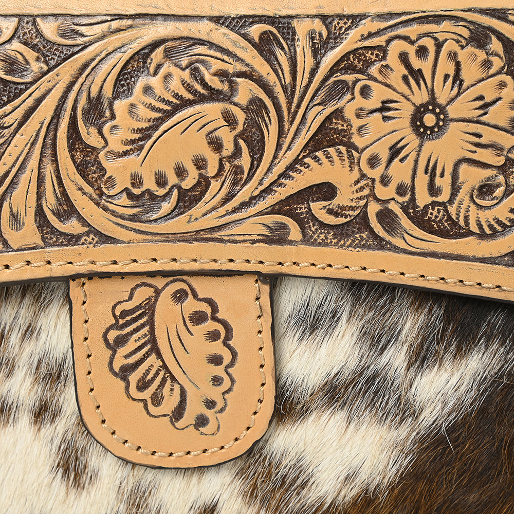 ADBGZ842 Hand-Tooled Leather & Cowhide Western Wallet Clutch American Darling