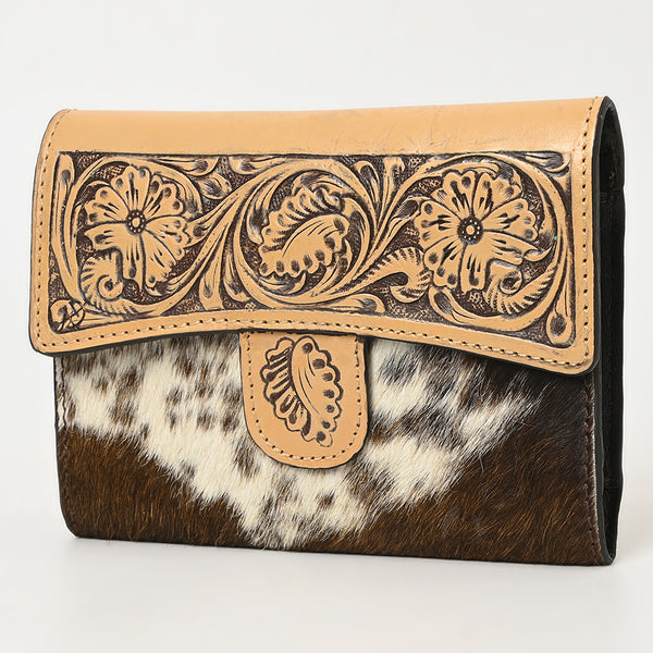 ADBGZ842 Hand-Tooled Leather & Cowhide Western Wallet Clutch American Darling