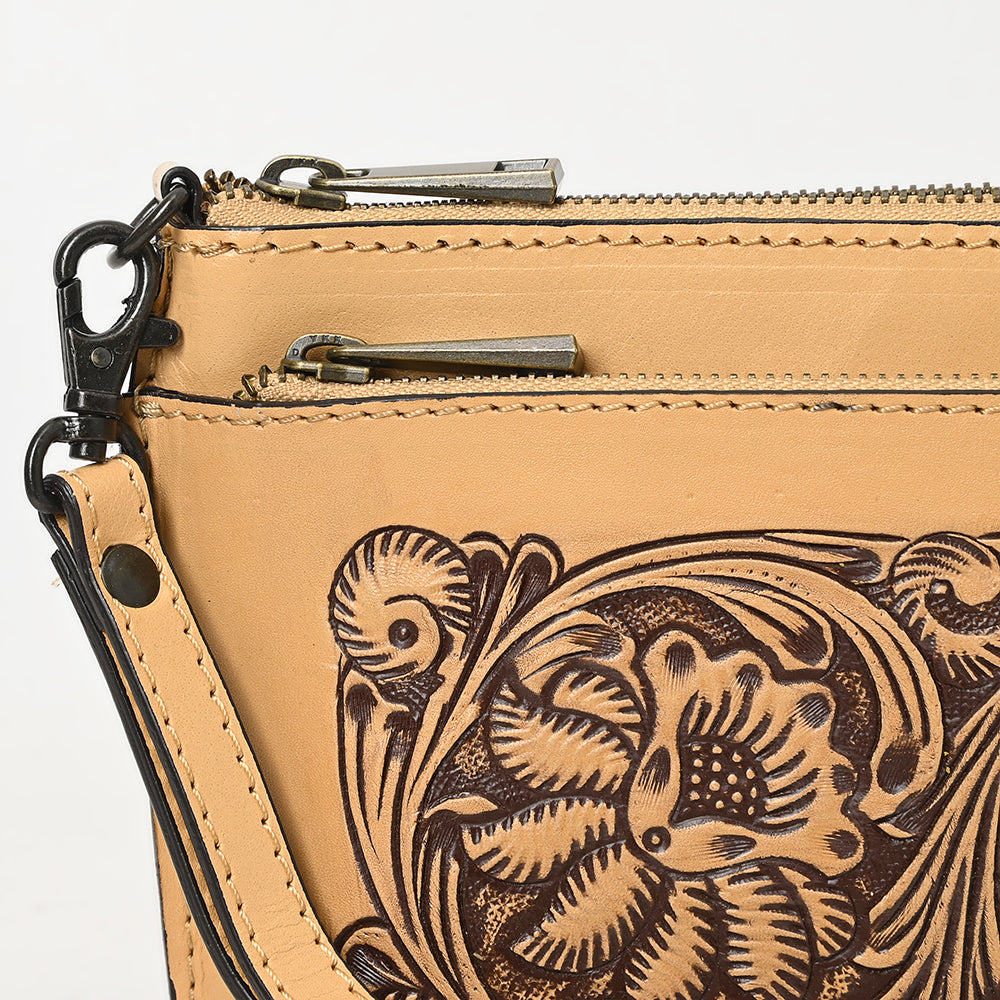 ADBGZ844 Hand-Tooled Genuine Leather Wristlet Wallet American Darling