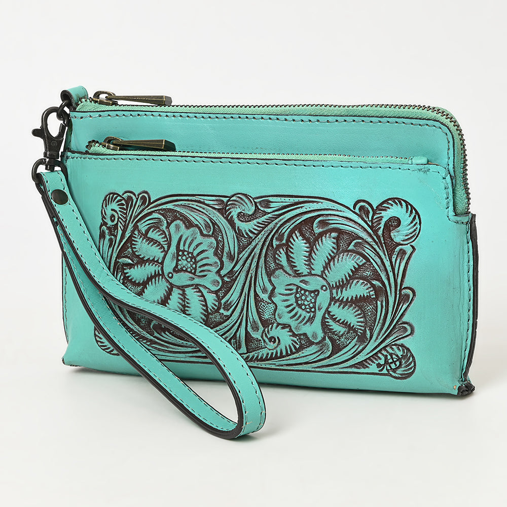 ADBGZ844 Hand-Tooled Genuine Leather Wristlet Wallet American Darling