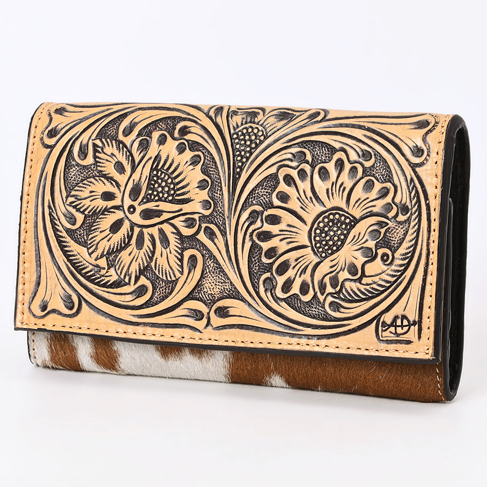 ADBGZ848 Hand-Tooled Leather & Cowhide Women Western Wallet American Darling