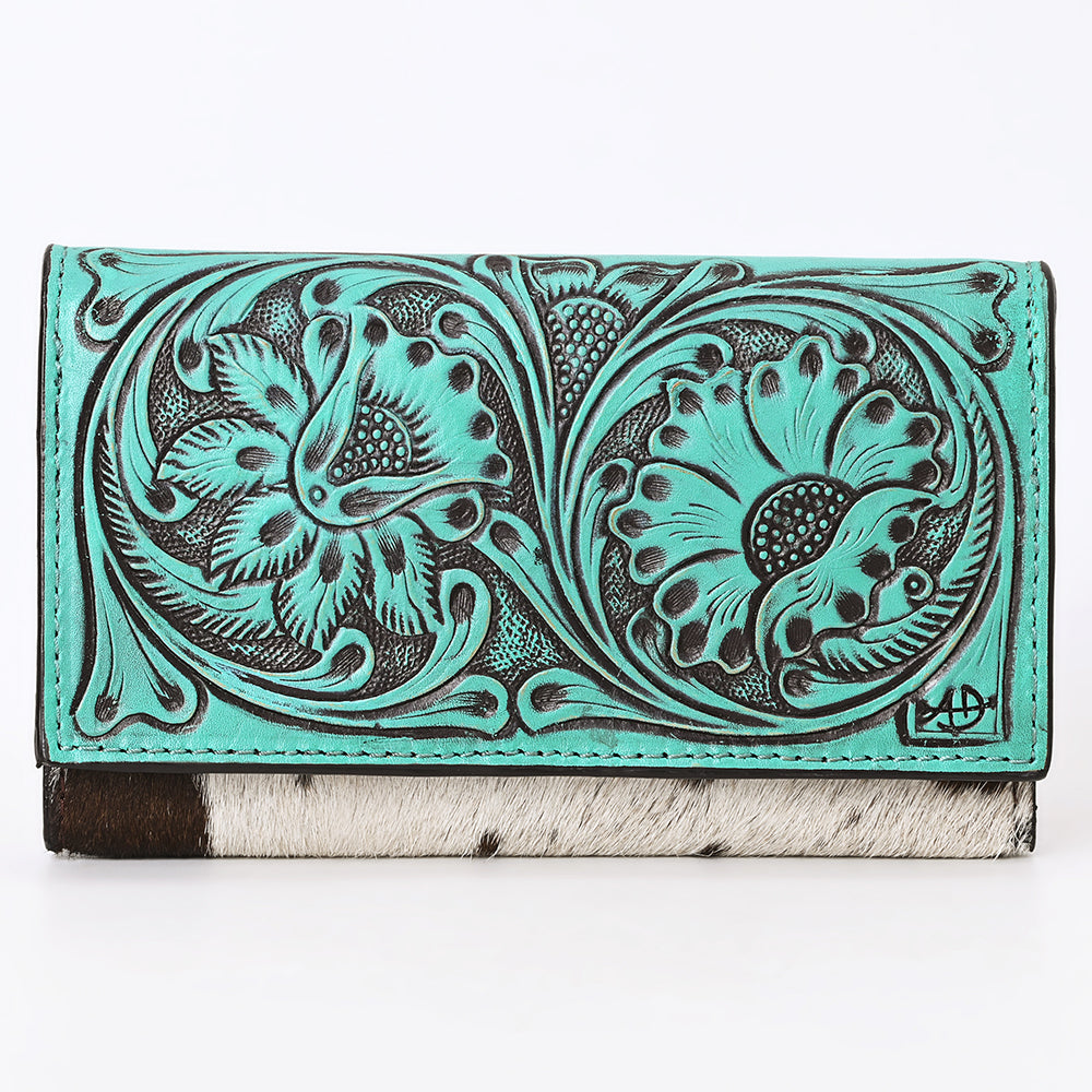 ADBGZ848 Hand-Tooled Leather & Cowhide Women Western Wallet American Darling