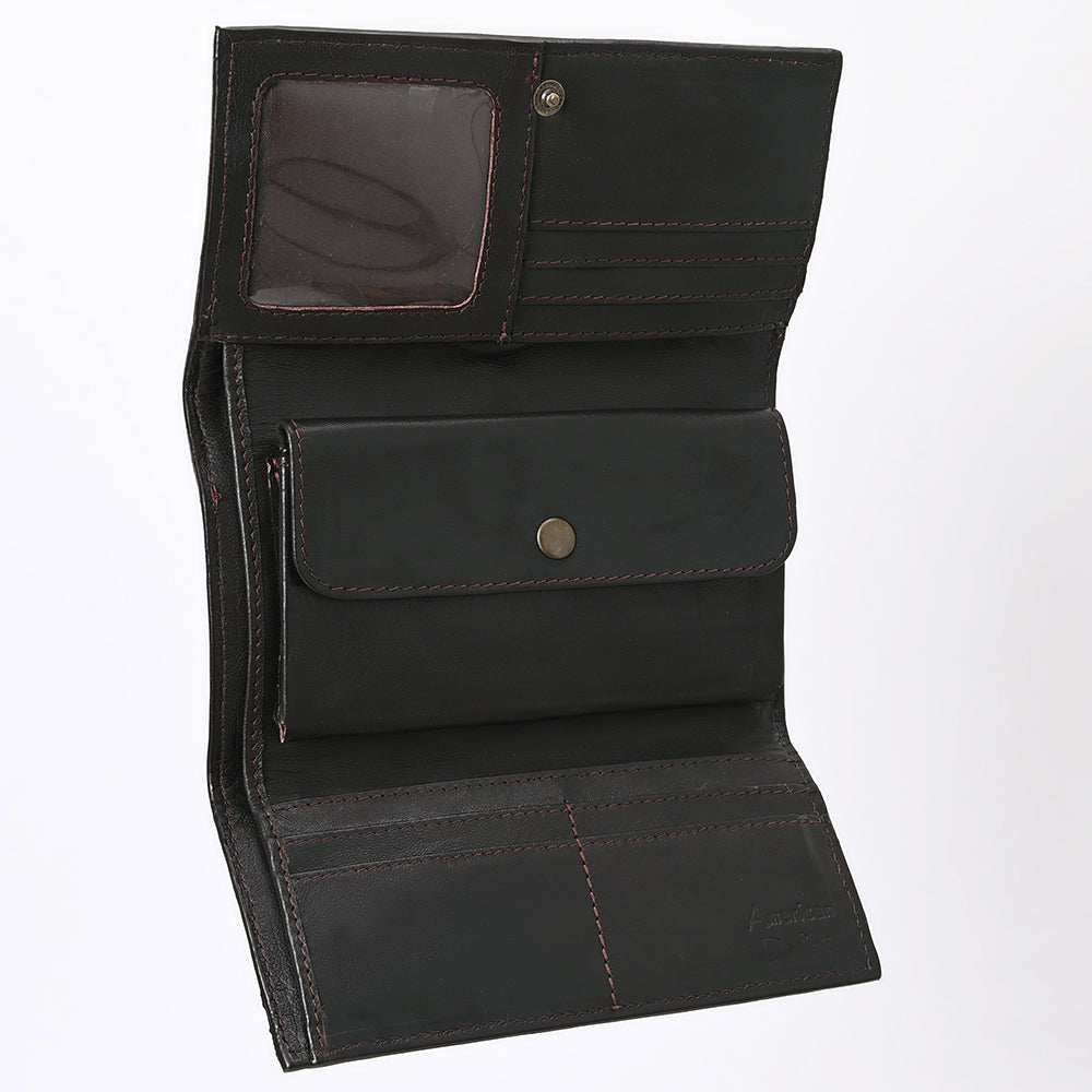ADBGZ848 Hand-Tooled Leather & Cowhide Women Western Wallet American Darling