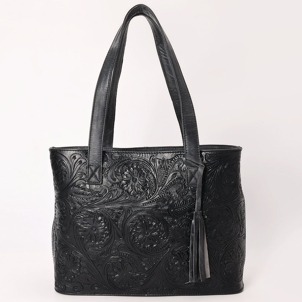 ADBGZ851 Black Hand-Tooled Leather Tote Bag American Darling