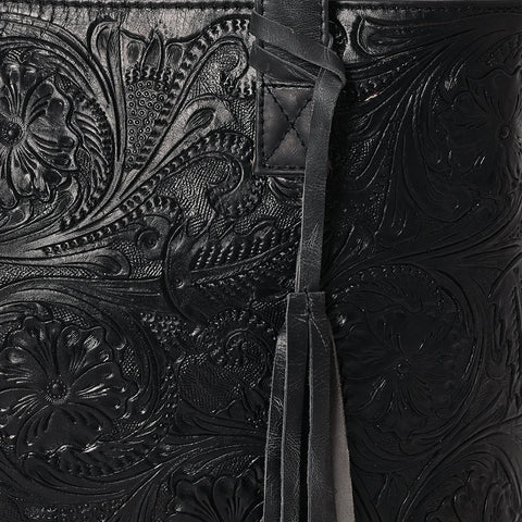 ADBGZ851 Black Hand-Tooled Leather Tote Bag American Darling