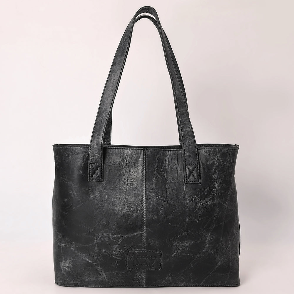 ADBGZ851 Black Hand-Tooled Leather Tote Bag American Darling