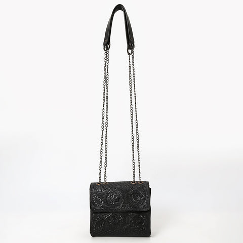 ADBGZ852 Black Tooled Leather Chain Crossbody Bag American Darling