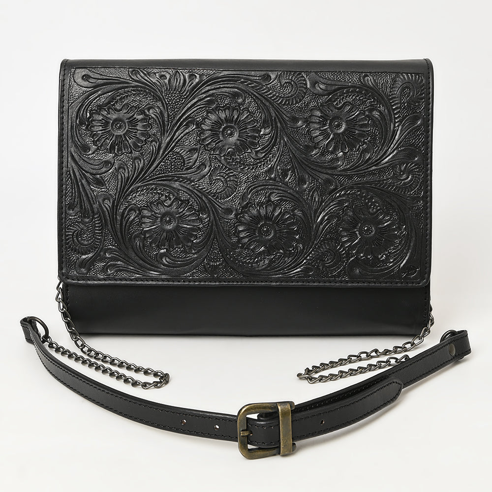 ADBGZ854 Black Tooled Leather Chain Strap Crossbody Bag American Darling