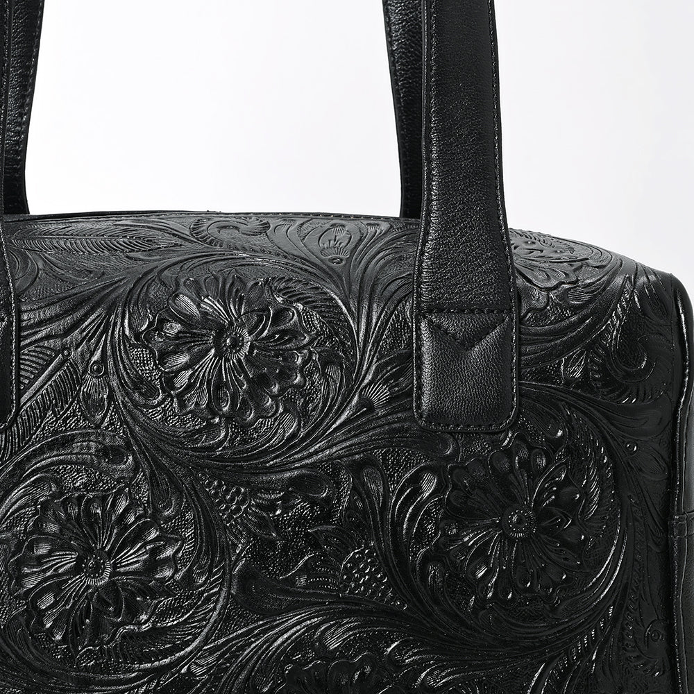 ADBGZ856 Black Tooled Leather Tote with Dual Handles American Darling