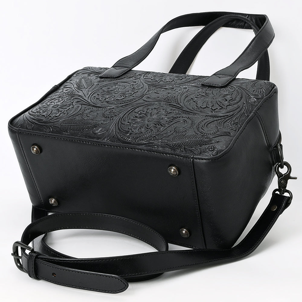 ADBGZ856 Black Tooled Leather Tote with Dual Handles American Darling