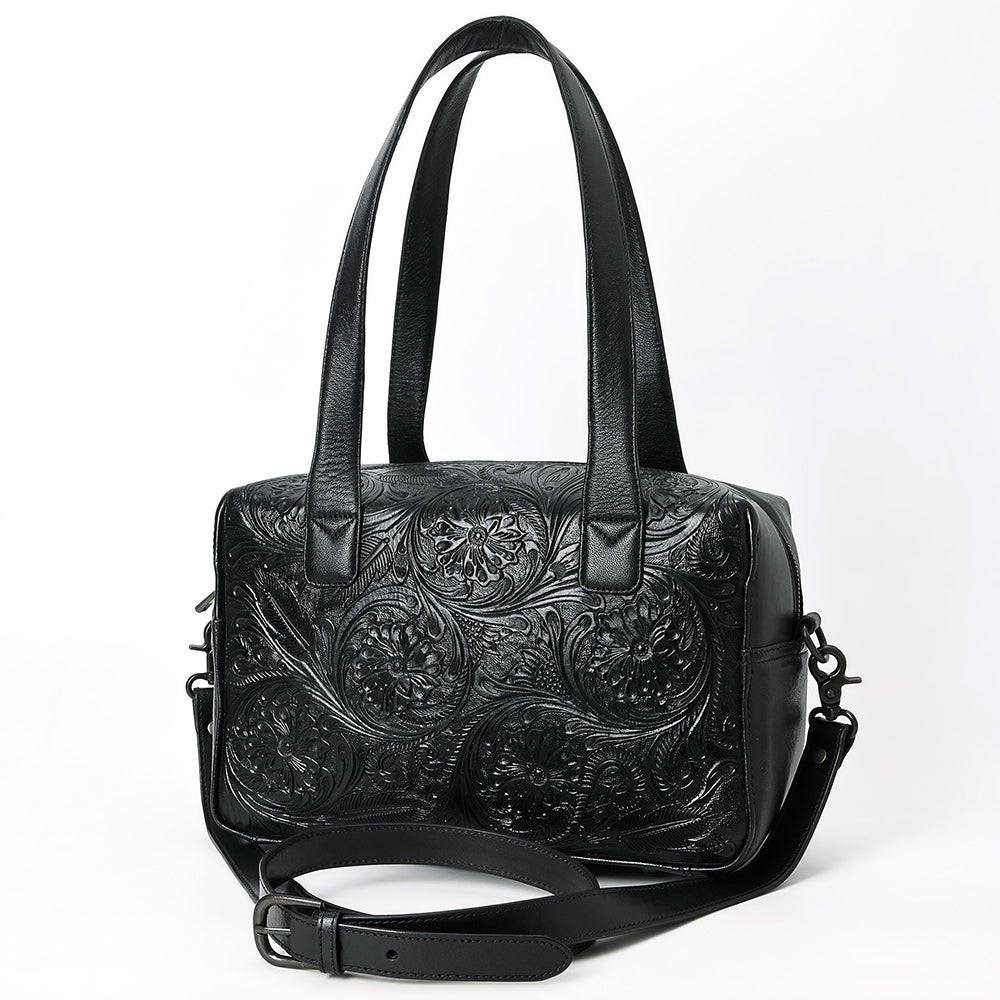 ADBGZ856 Black Tooled Leather Tote with Dual Handles American Darling