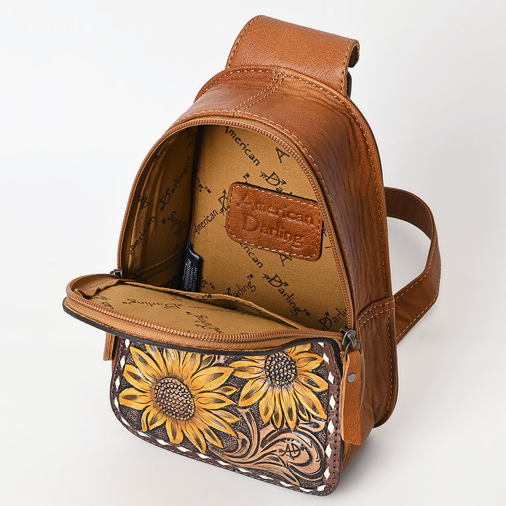 ADBG1481 Hand Tooled Leather Floral Sling Bag - Western Crossbody by American Darling