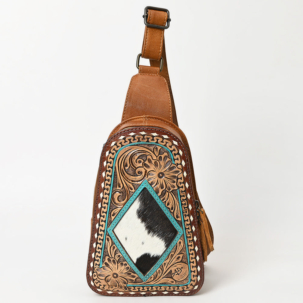 ADBG1481 Hand Tooled Leather Floral Sling Bag - Western Crossbody by American Darling