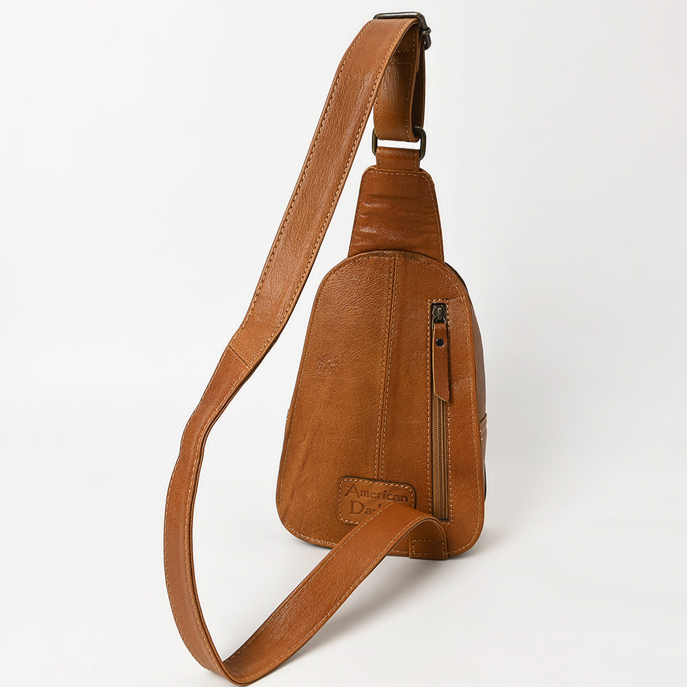 ADBG1481 Hand Tooled Leather Floral Sling Bag - Western Crossbody by American Darling