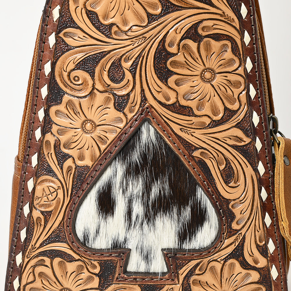 ADBG1481 Hand Tooled Leather Floral Sling Bag - Western Crossbody by American Darling